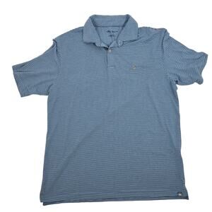 Peter Millar Seaside Blue Striped Polo Mens Large Golf Comfort Classic Relaxed